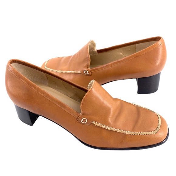 Ralph Lauren Leather Tan Heels Size 8 - Picture 1 of 8